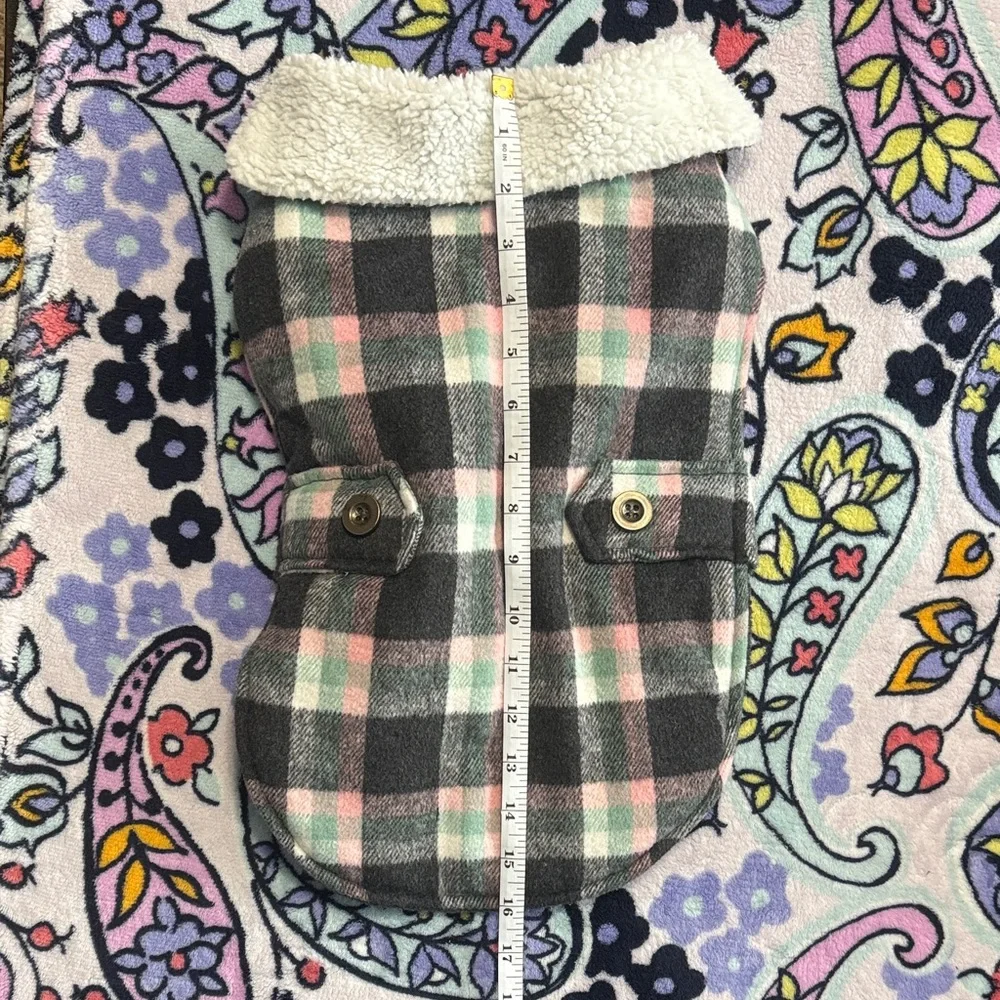 Plaid Dog Coat with Sherpa Collar